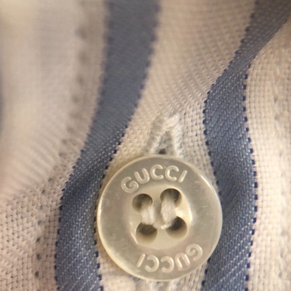 Gucci White and Blue Striped Classic Button Down Shirt - Picture 4 of 9